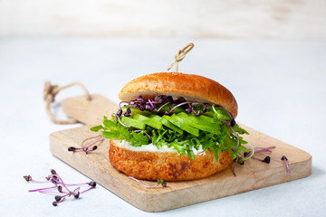 green burger with avocado