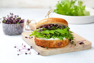 green burger with avocado
