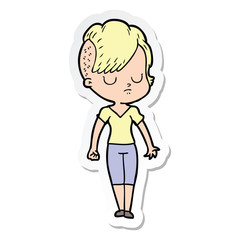 sticker of a cartoon woman