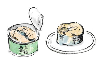 鯖缶　サバ缶　さば缶　缶詰　缶づめ　手書き　手描き