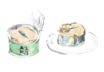 鯖缶　サバ缶　さば缶　缶詰　缶づめ　手書き　手描き