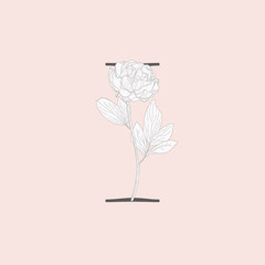 Vector Blooming Floral Initial I Monogram and Logo