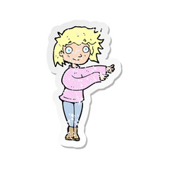 retro distressed sticker of a cartoon dancing woman