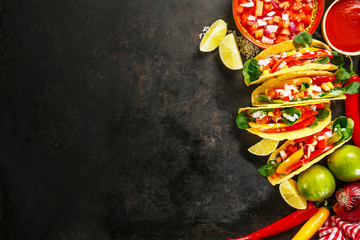 Tasty appetizing tacos with vegetables