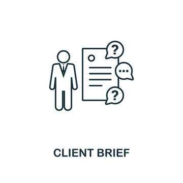Client Brief icon thin line style. Symbol from online marketing icons collection. Outline client brief icon for web design, apps, software, printing usage
