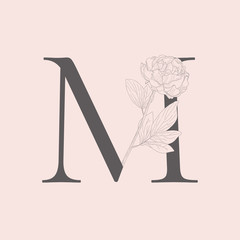 Vector Blooming Floral Initial M Monogram and Logo
