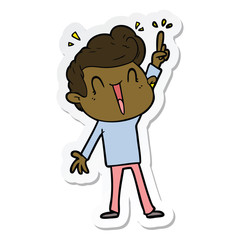 sticker of a cartoon excited man