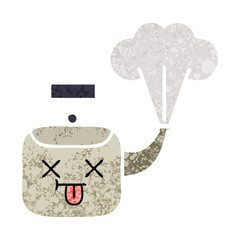 retro illustration style cartoon steaming kettle