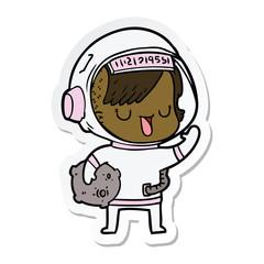 sticker of a cartoon astronaut woman