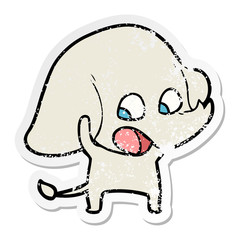 distressed sticker of a cute cartoon elephant
