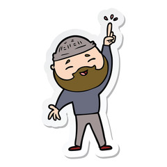sticker of a cartoon happy bearded man