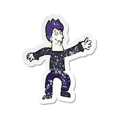 retro distressed sticker of a cartoon vampire