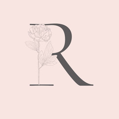 Vector Blooming Floral Initial R Monogram and Logo
