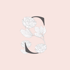 Vector Blooming Floral Initial S Monogram and Logo