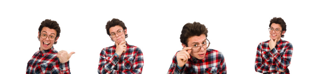 Young male student isolated on white