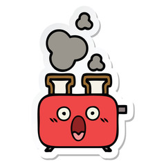 sticker of a cute cartoon of a toaster