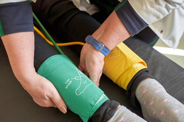 Peripheral artery disease measuring for patient ankle brachial index (ABI) test