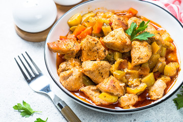 Chicken stew with vegetables.