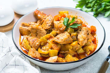 Chicken stew with vegetables.