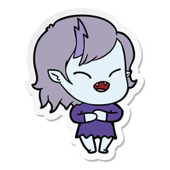 Obraz premium sticker of a cartoon laughing vampire girl