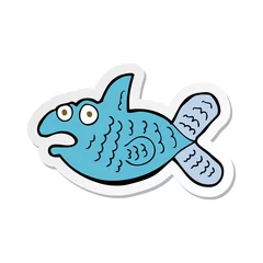 Foto op Plexiglas sticker of a cartoon fish © lineartestpilot