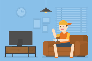 Little Boy Playing Video Game.