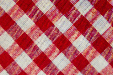 Checkered fabric background red and white