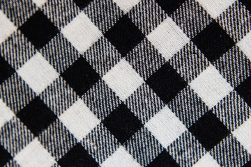 Checkered fabric background black and white
