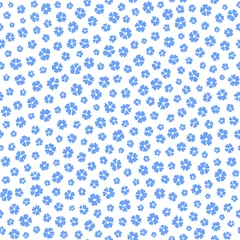 Printed roller blinds Small flowers Seamless ditsy floral pattern in vector. Small blue flowers on a white background. 