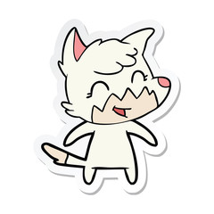 sticker of a happy cartoon fox