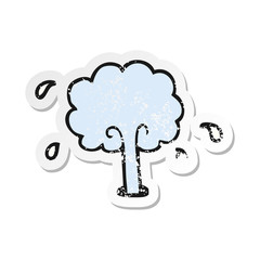 retro distressed sticker of a cartoon spouting water