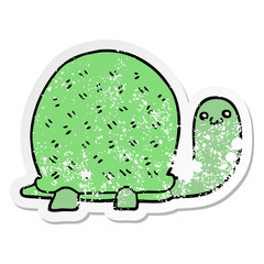 distressed sticker of a cute cartoon turtle