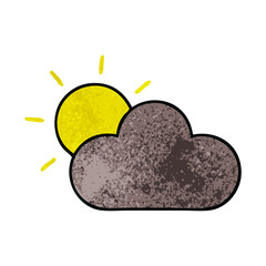 retro grunge texture cartoon sun and storm cloud