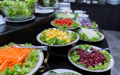 salad bar fresh vegetables with fruit