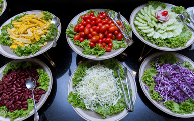 salad bar fresh vegetables with fruit