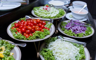 salad bar fresh vegetables with fruit