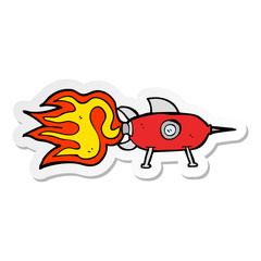 sticker of a cartoon space rocket
