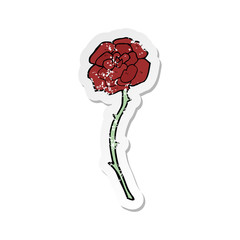 retro distressed sticker of a rose tattoo cartoon