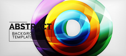 Obraz premium Modern geometric circles abstract background, colorful round shapes with shadow effects