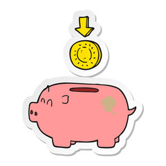 sticker of a cartoon piggy bank