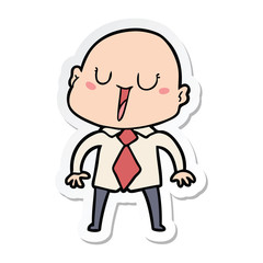 sticker of a happy cartoon bald man