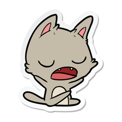 sticker of a talking cat cartoon