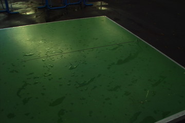 Table tennis detail outdoors and wet