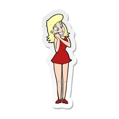 sticker of a cartoon excited woman