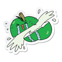 sticker of a cartoon sliced apple