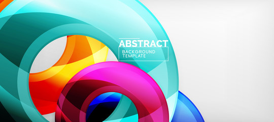 Modern geometric circles abstract background, colorful round shapes with shadow effects