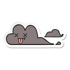 sticker of a cute cartoon storm cloud