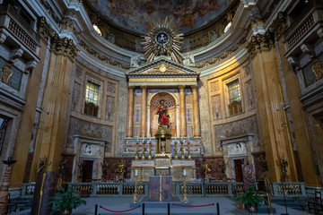 Fototapeta na wymiar Panoramic view of interior of Church of the Gesu