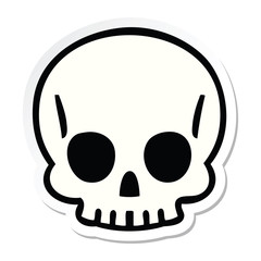 sticker of a quirky hand drawn cartoon skull