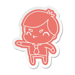 cartoon sticker of a kawaii cute boy